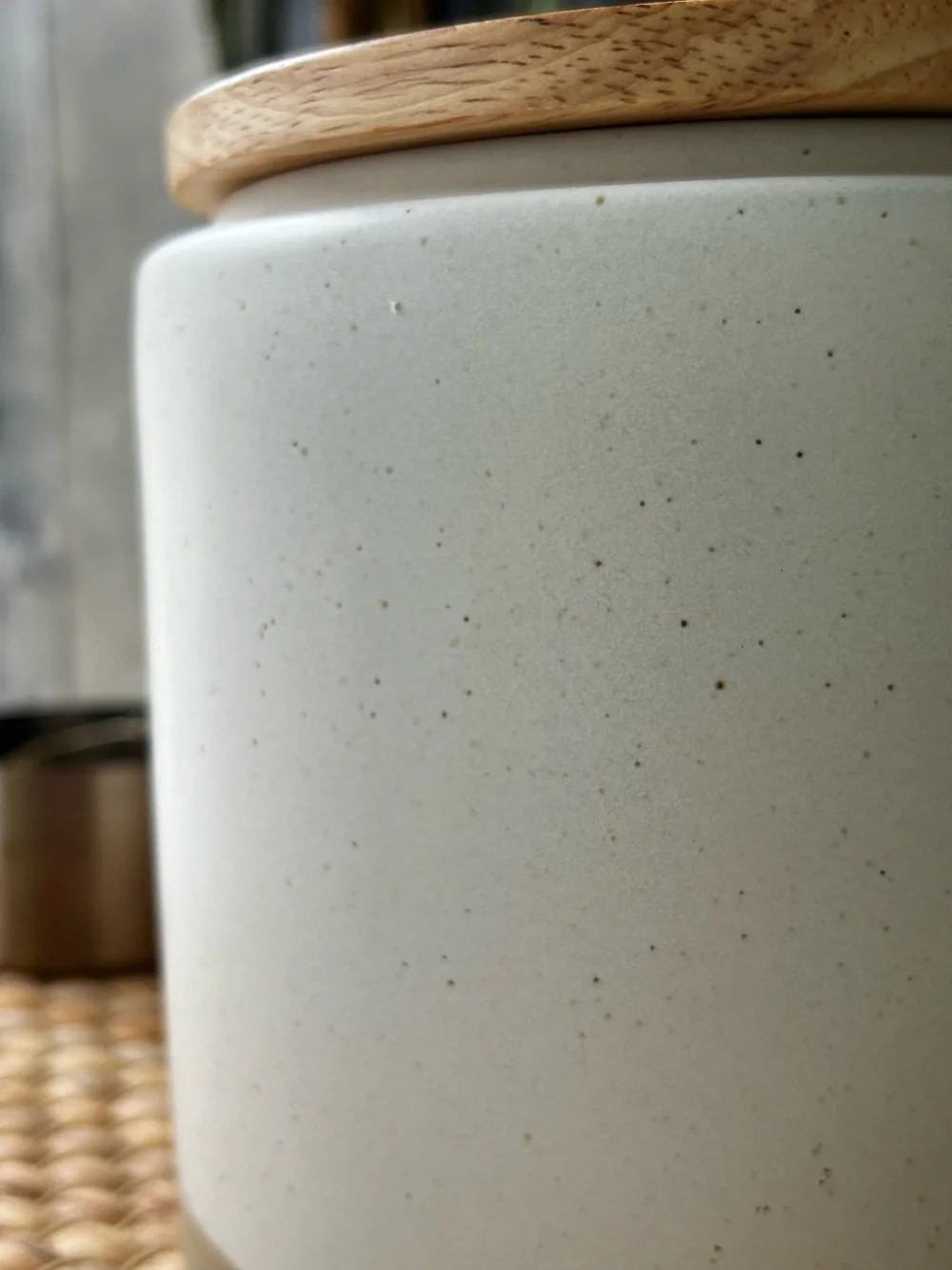 🌴Threshold Two-Tone Speckled Cream Stoneware Canister w/Wood Lid